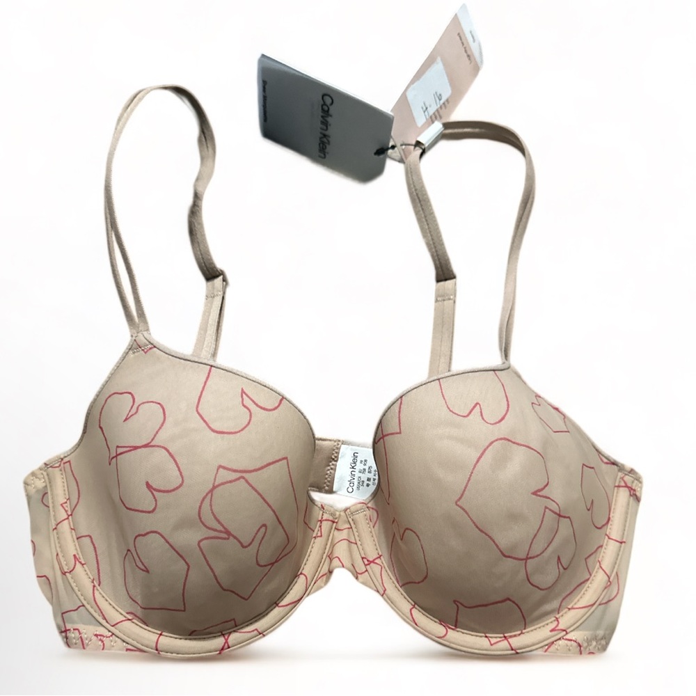 Women's Sheer Marquisette Hearts Lightly Lined Underwire Demi Bra NwT Sz 34B - Picture 2 of 8